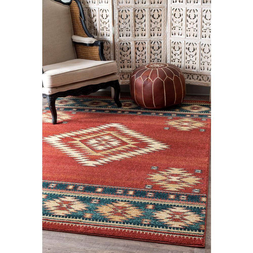 Margene Red and Beige Southwestern 5' x 7' Synthetic Area Rug