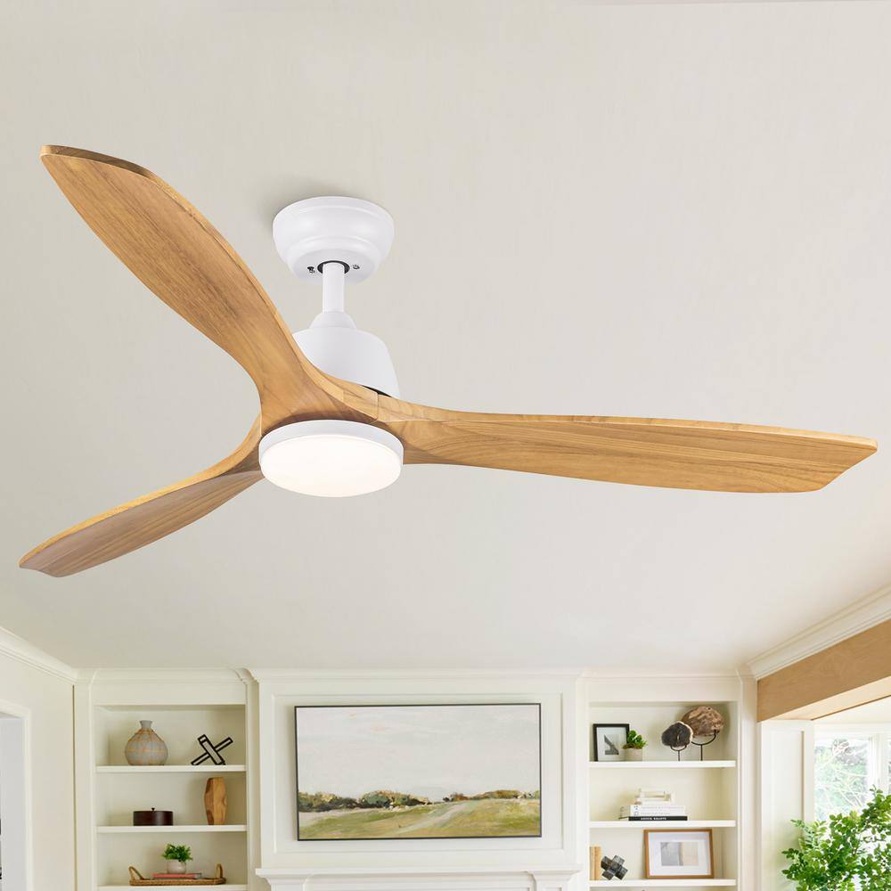 Yardreeze 52 in. LED Indoor Yellow Ceiling Fan with Remote Control and