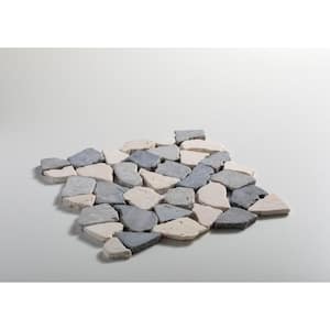 Fit Tile White/Sterling/Grey 11 in. x 11 in. x 9.5mm Indonesian Marble Mesh-Mounted Mosaic (9.28 sq. ft./case)