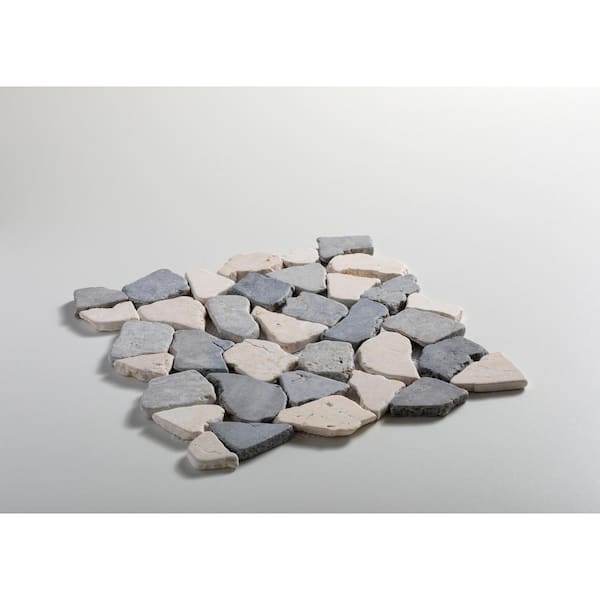 Fit Mosaic Tile Sample Color White, Sterling and Grey 4 in. x 6 in.