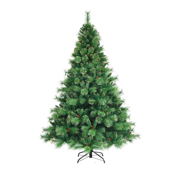 Gymax 7 ft. Pre-Lit Artificial Christmas Tree Lush Hinged Xmas 