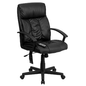 Faux Leather Swivel Ergonomic Office Chair in Black