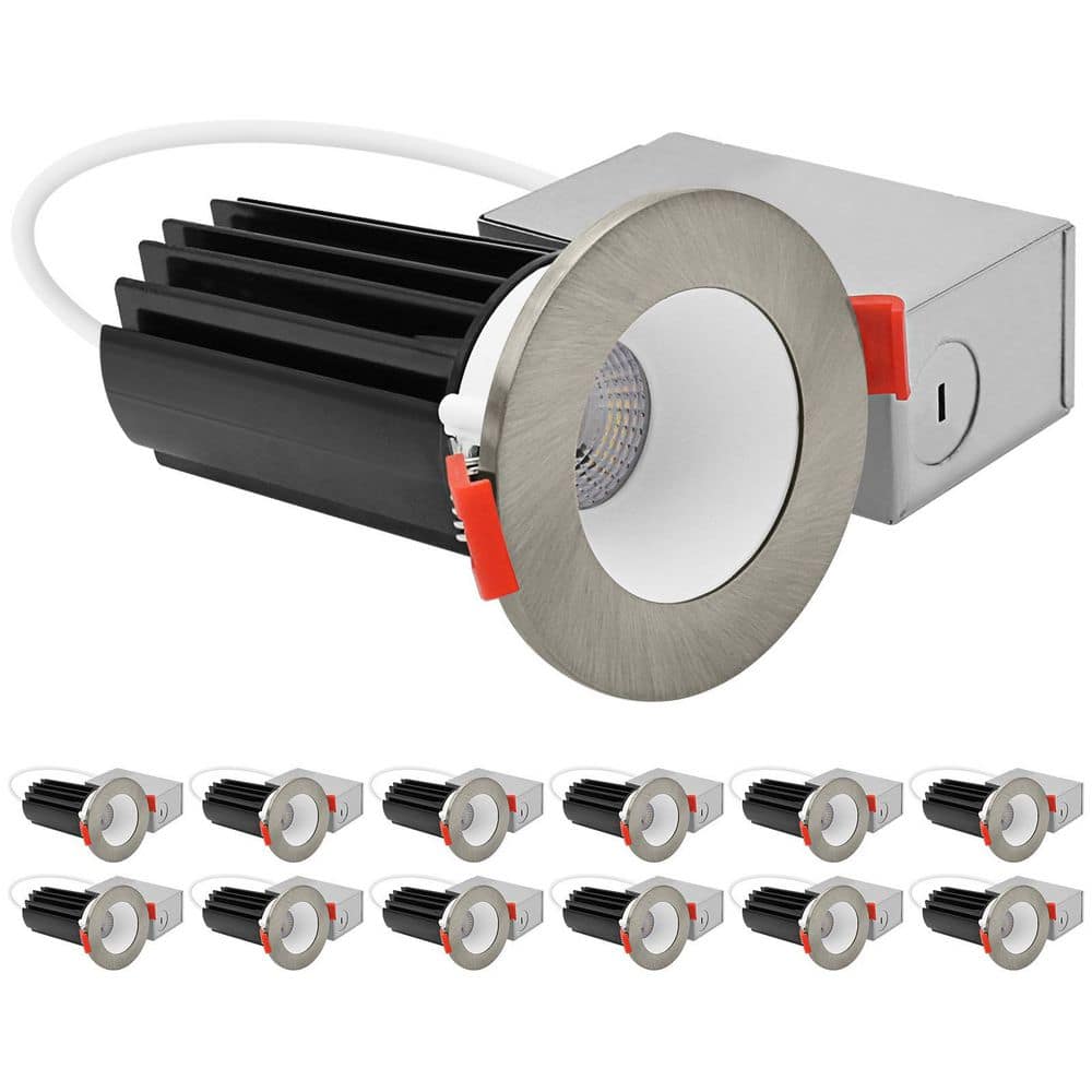 2 In. Integrated LED Recessed Canless Light with Brushed Nickel Interchangeable Trim, 5CCT, 1000LM, 15W Dimmable 12 Pack price history on PriceWatchPro