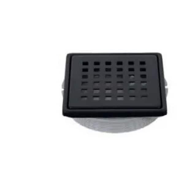 DURAL Tilux Square 4 in. W  x 4 in. L Drain Cover Stainless Steel Pwdr Ctd Matte Black for Shower Kit PVC Flange