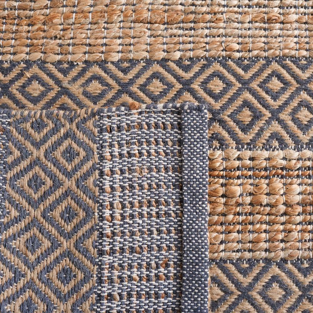 Handwoven Charcoal & Natural Cotton 9' x 12' Area Rug