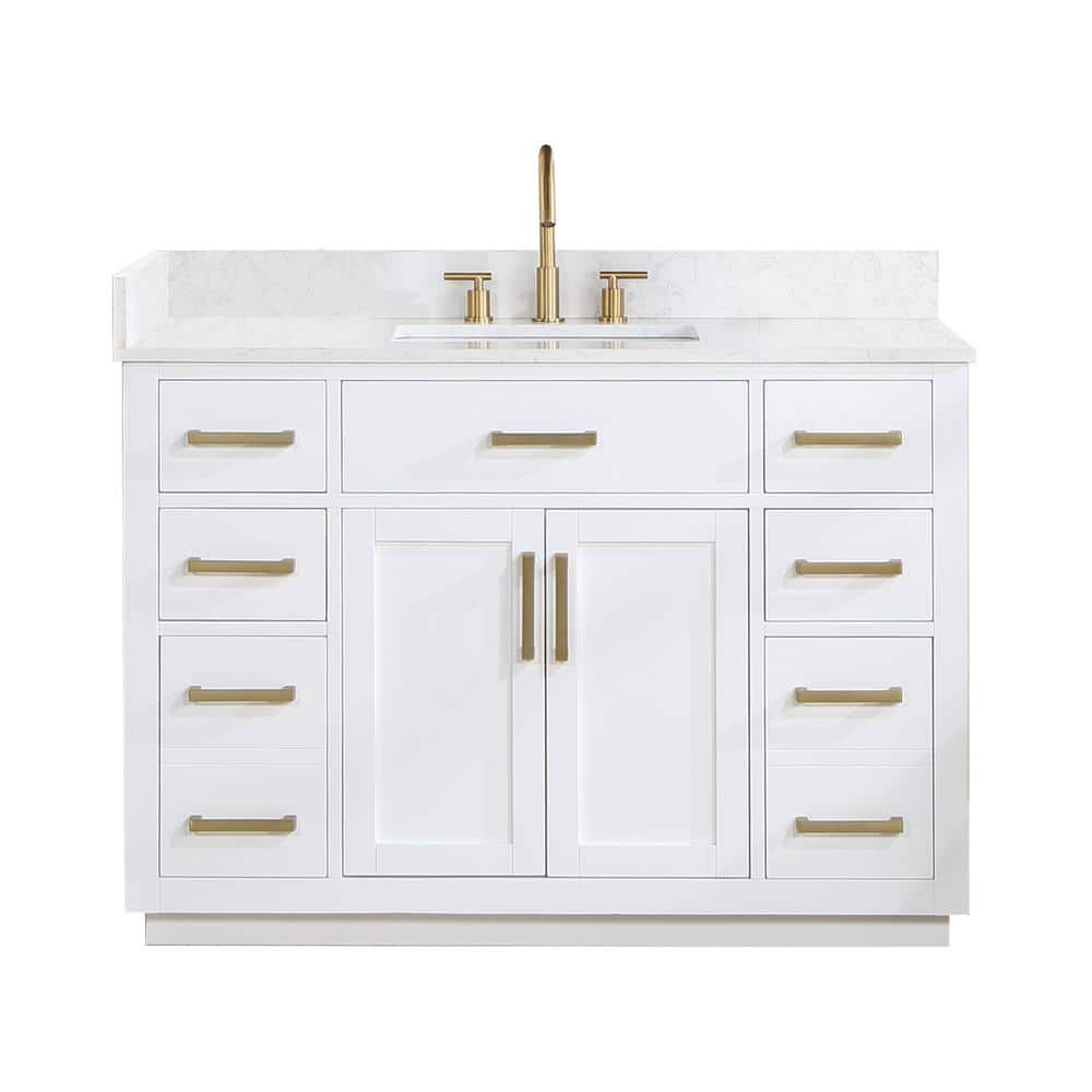 Gavino 48" White Wood Vanity with Composite Stone Top
