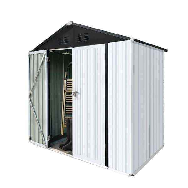 Boosicavelly 6 ft. W x 4 ft. D Metal Outdoor Storage Shed with Lockable Door in White (24 sq. ft.)
