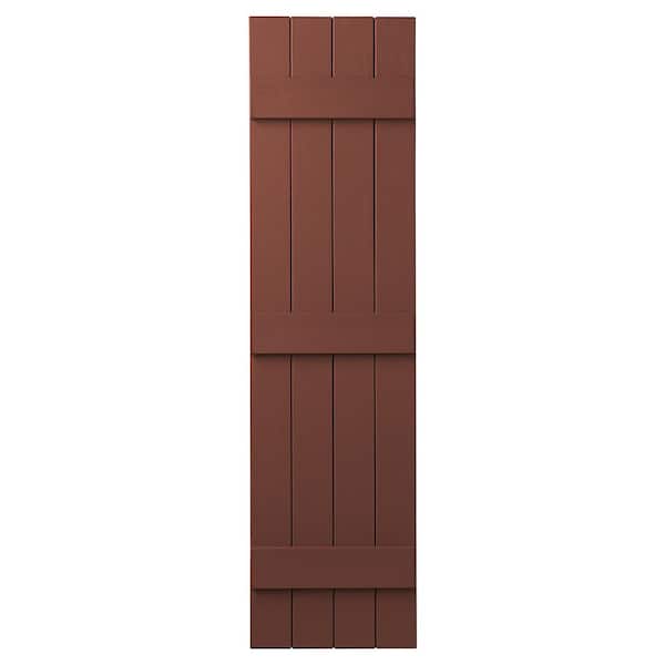 Ply Gem 15 in. x 55 in. Polypropylene 4-Board Closed Board and Batten Shutters Pair in Red