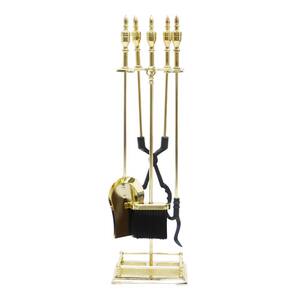 32 in. Tall 5-Piece Polished Brass Lexington Fireplace Tool Set