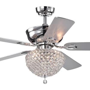Swarna 52 in. Indoor Chrome Remote Controlled Ceiling Fan with Light Kit