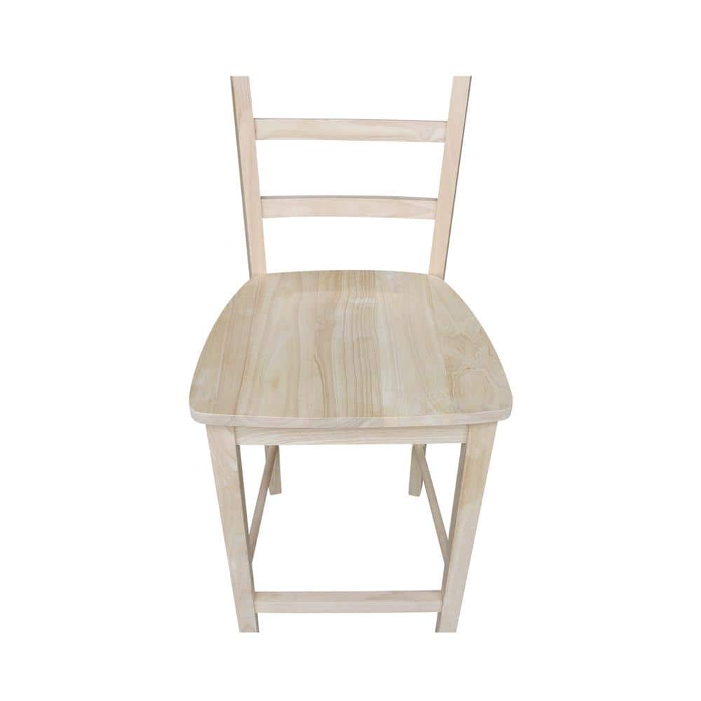 Traditional Unfinished Solid Parawood 24" Madrid Barstool