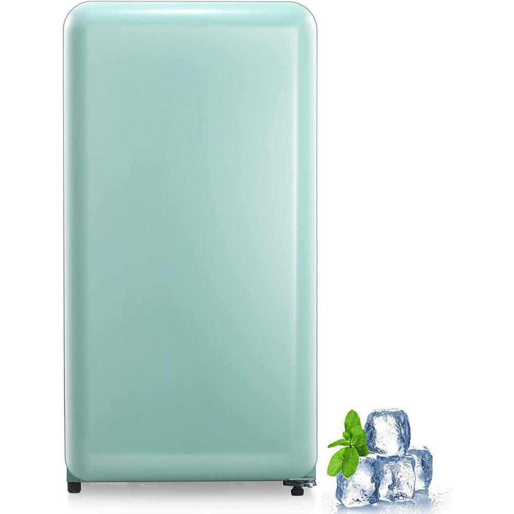 Mini Fridge with Freezer, 3.2 cu. ft. Vintage Refrigerator with Adjustable Removable Glass Shelves, Green