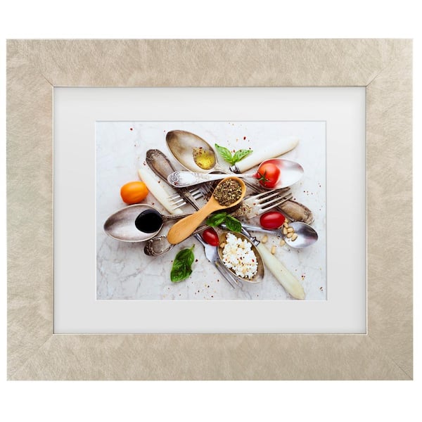 Trademark Fine Art Aleksandrova Karina Spoons And Salad Matted Framed Photography Wall Art 14.5 in. x 17.5 in.