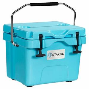 16 Qt 24-Can Capacity Portable Insulated Ice Cooler with 2 Cup Holders in Blue
