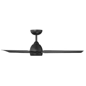 Mocha 54 in. Indoor/Outdoor Matte Black 3-Blade Smart Compatible Ceiling Fan with LED Light Kit and Remote Control