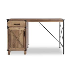 47 in. Rectangular Brown 1 Drawer Writing Desk with Solid Wood Material