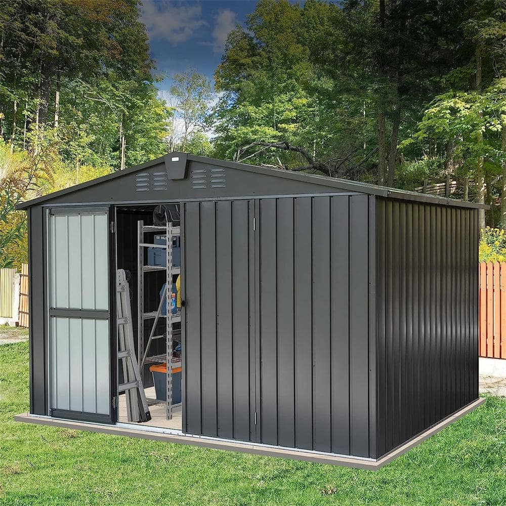 GOGEXX 10 ft.Lx 7.9 ft.W x 8 ft.H Outdoor Storage Shed Metal