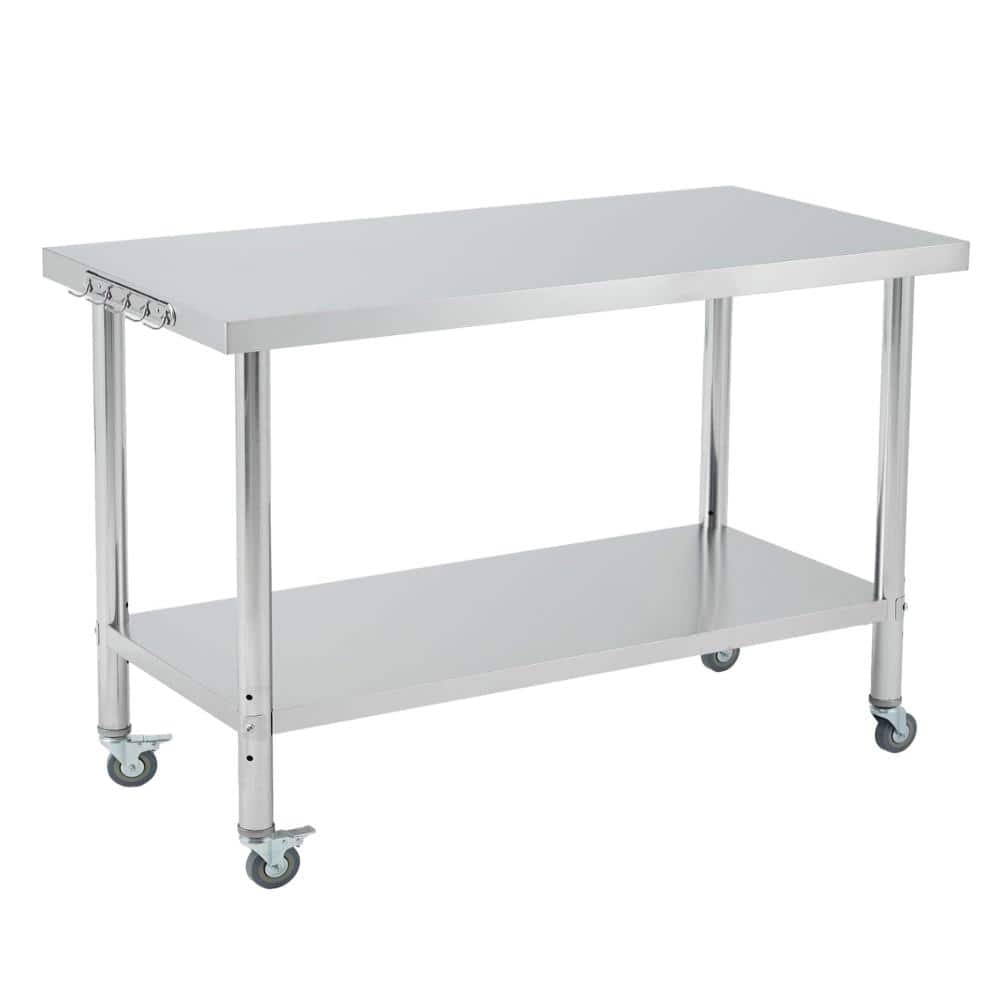 30 in. x 24 in. Stainless Steel Prep Table with Adjustable Undershelf, Backsplash and Wheels price history on PriceWatchPro