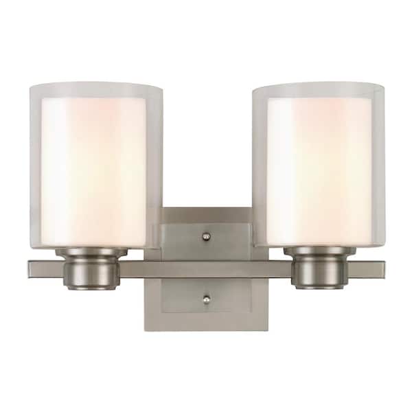 3 Satin Nickel Design House 579300 Penn Traditional Indoor Bathroom Vanity Light Dimmable Double Glass for Over The Mirror 