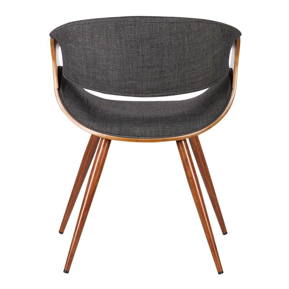 Charcoal Upholstered Walnut Wood Mid-Century Side Chair