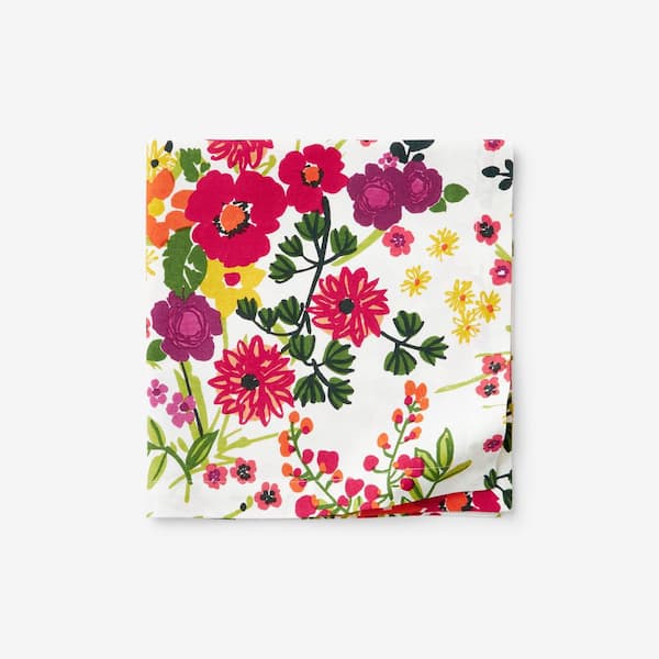 The Company Store Garden Floral 19 in. X 90 in. White Multi Cotton Napkins (Set of 4)