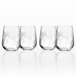 Dragonfly 17 oz. Clear Stemless Wine Glass (Set of 4)