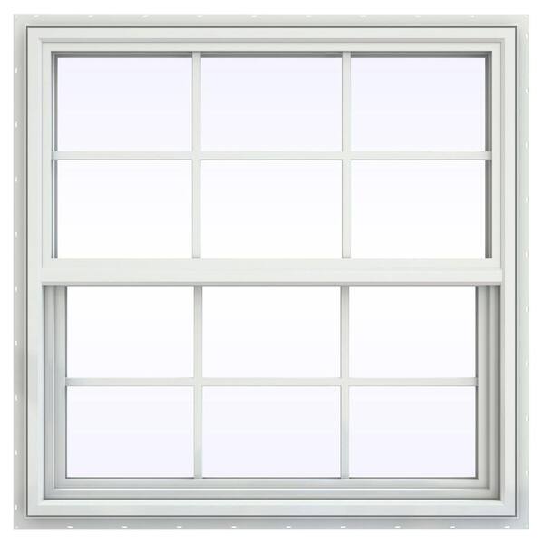JELD-WEN 35.5 in. x 35.5 in. V-4500 Series Single Hung Vinyl Window with Grids - White