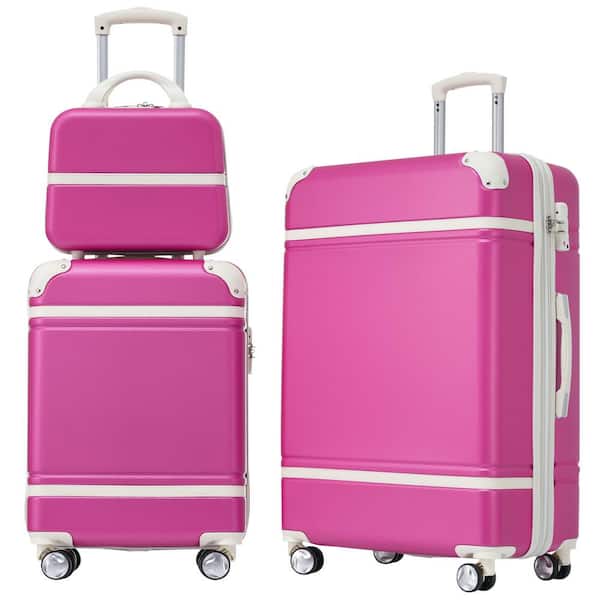 grossag 3-Piece Pink Spinner Wheels, Rolling, Lockable Handle and Light-Weight Luggage Set with Cosmetic Bag