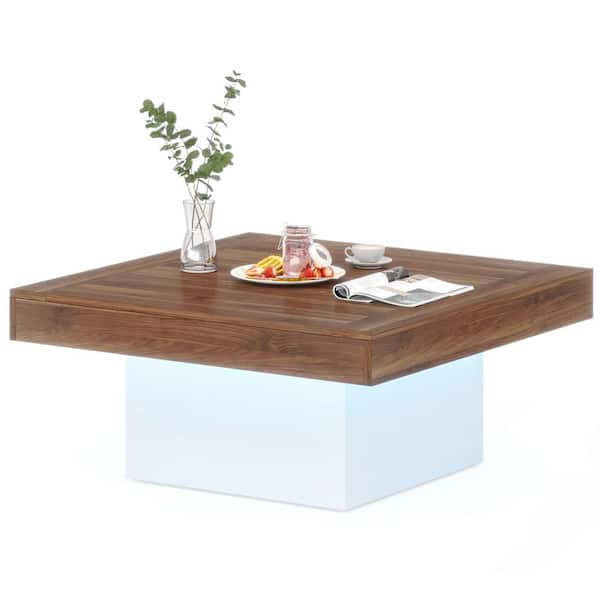 BYBLIGHT Allan 35.43 in. Rustic Brown and White Square MDF BYBLIGHT Allan 35.43 in. Rustic Brown and White Square MDF