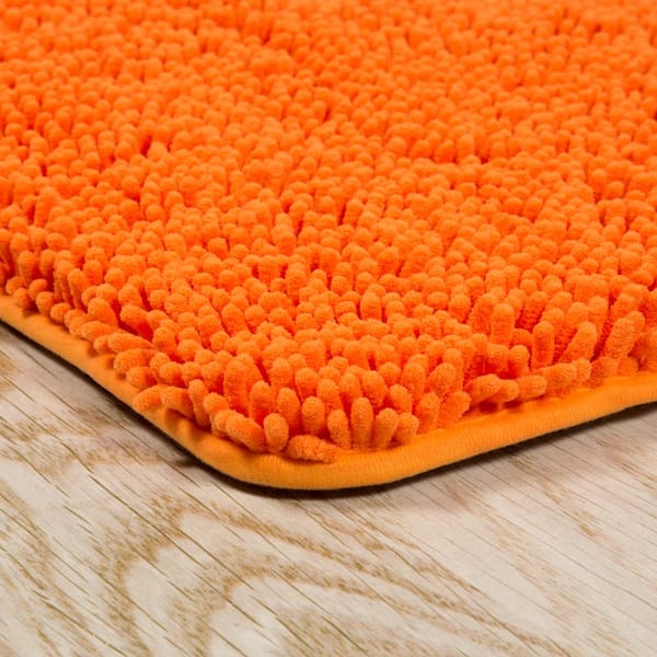 Orange Bath Rugs Bathroom Mats and Rugs Non Slip Ultra Soft Chenille Rug/Bathmat