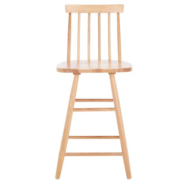 SAFAVIEH May 25 in. Natural Mid-Back Wood Frame Counter Stool with Foot Rest