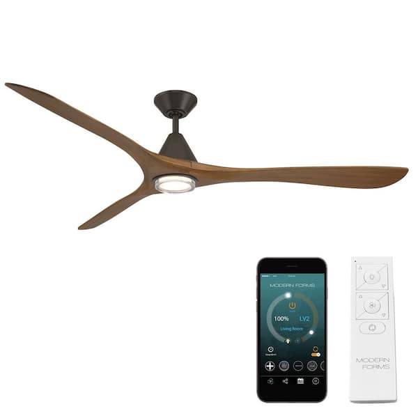 Carve 72 in. Smart Indoor/Outdoor Bronze/Distressed Koa Standard Ceiling Fan Selectable CCT Integrated LED and Remote