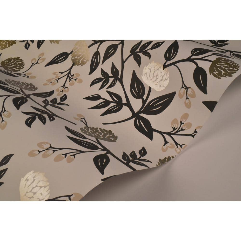 White and Black Peonies Floral Non-Pasted Wallpaper
