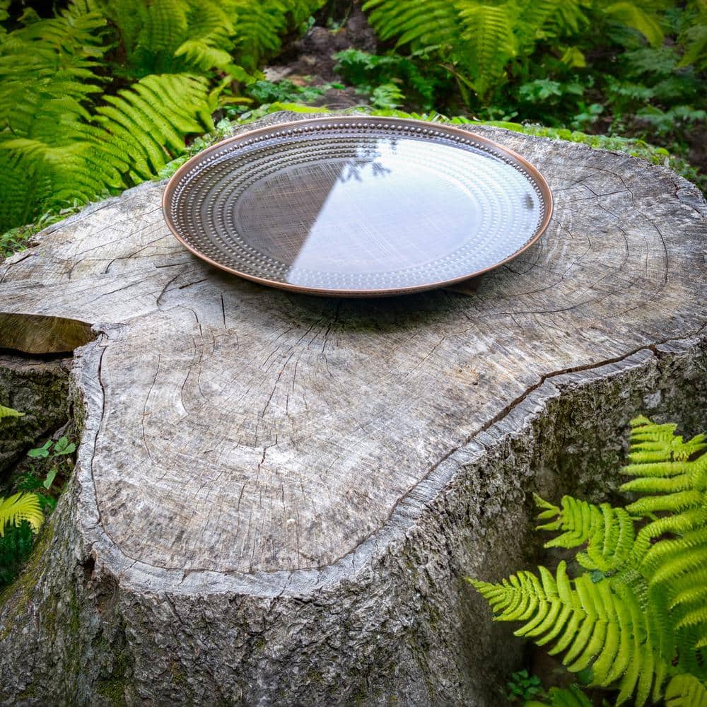 20" Handcrafted Copper Birdbath Basin with Etched Design