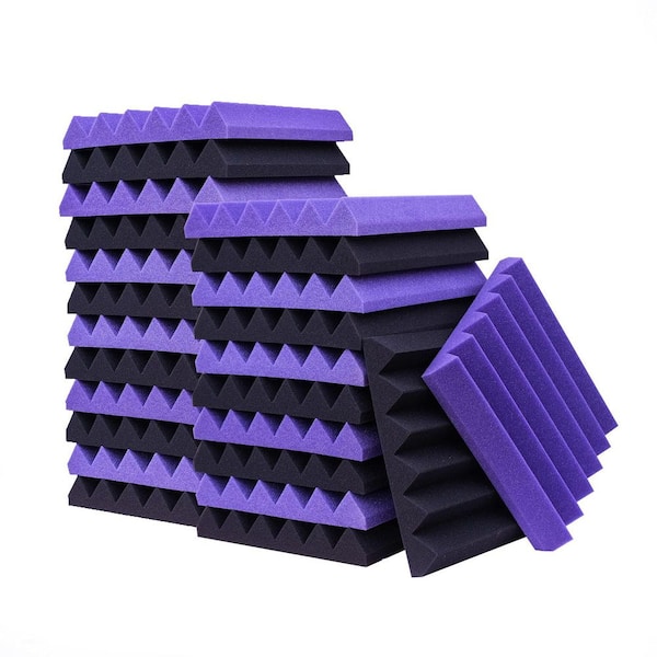 12 in. x 12 in. x 2 in. Acoustic Panels (12 Purple +12 Black), Sound Proof Foam Panel, Absorb Noise and Eliminate Echoes