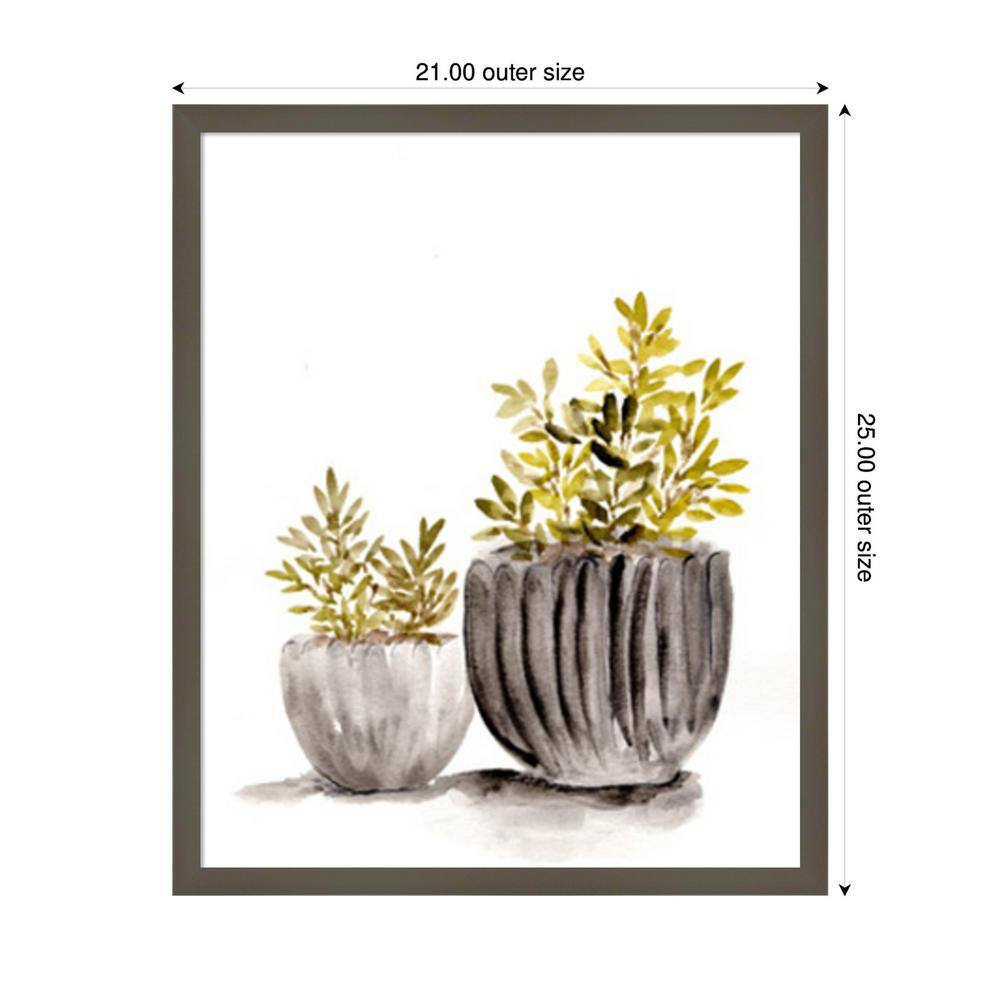 Gray Potted Plants Graphic Art in Silver Frame
