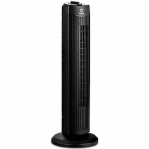 28 in. 3-fan Speeds Portable Oscillating Tower Fan in Black with Low Noise Home Office