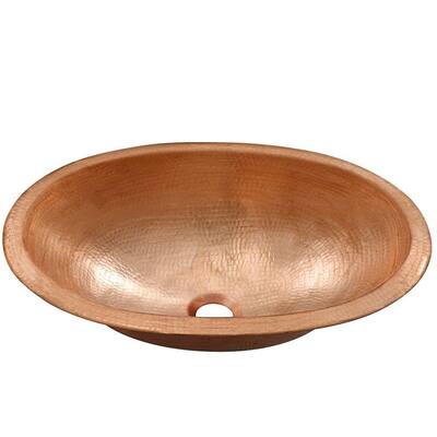 Strauss 19 in. Undermount or Drop-In Solid Copper Bathroom Sink in Naked Unfinished Copper