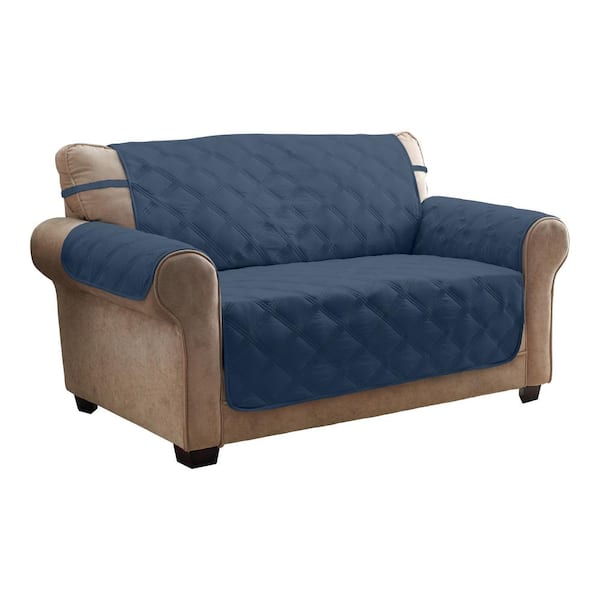 Innovative Textile Solutions Hampton Blue 1-Piece Diamond Secure Fit Loveseat Furniture Cover