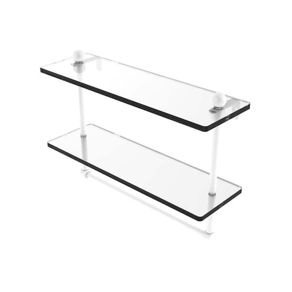 Allied Brass Prestige Regal 16 in. W x 12 in. H x 5 in. D Glass Rectangular Shelf in Matte White with Integrated Towel Bar