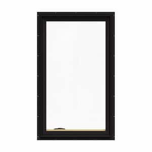 28.75 in. x 48.75 in. W-2500 Series Black Painted Clad Wood Left-Handed Casement Window with BetterVue Mesh Screen