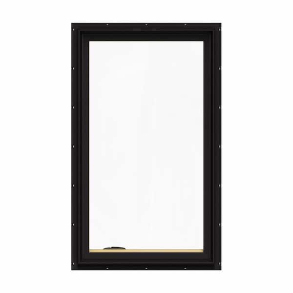 JELD-WEN 28.75 in. x 48.75 in. W-2500 Series Black Painted Clad Wood Left-Handed Casement Window with BetterVue Mesh Screen