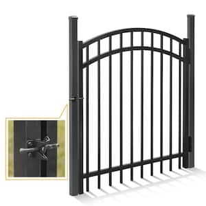 4 ft. x 4 ft. Anti-Rust Metal Black Arched Fence Gate