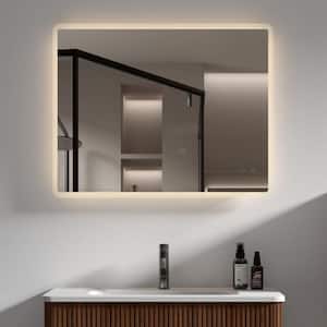 30 in. W x 24 in. H Rectangular Frameless LED Backlit Anti-Fog Wall Bathroom Vanity Mirror with Temperature Adjustable
