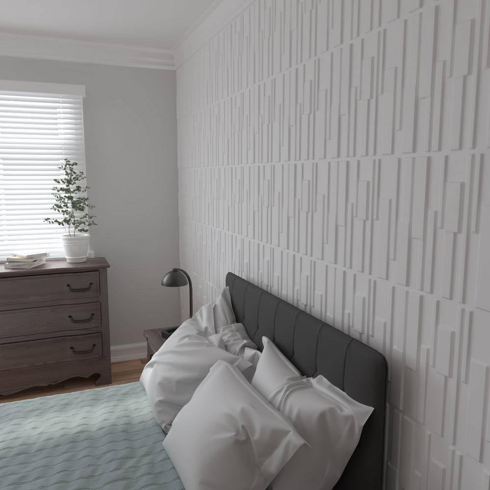 White Textured PVC 3D Decorative Wall Panels, 19.63" x 19.63" (Set of 50)