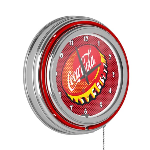 Coca-Cola Red Pop Art Cap Lighted Analog Neon Clock COKE8POP-HD