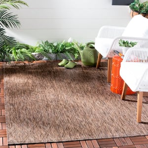 Courtyard Brown 7 ft. x 7 ft. Square Solid Indoor/Outdoor Patio  Area Rug