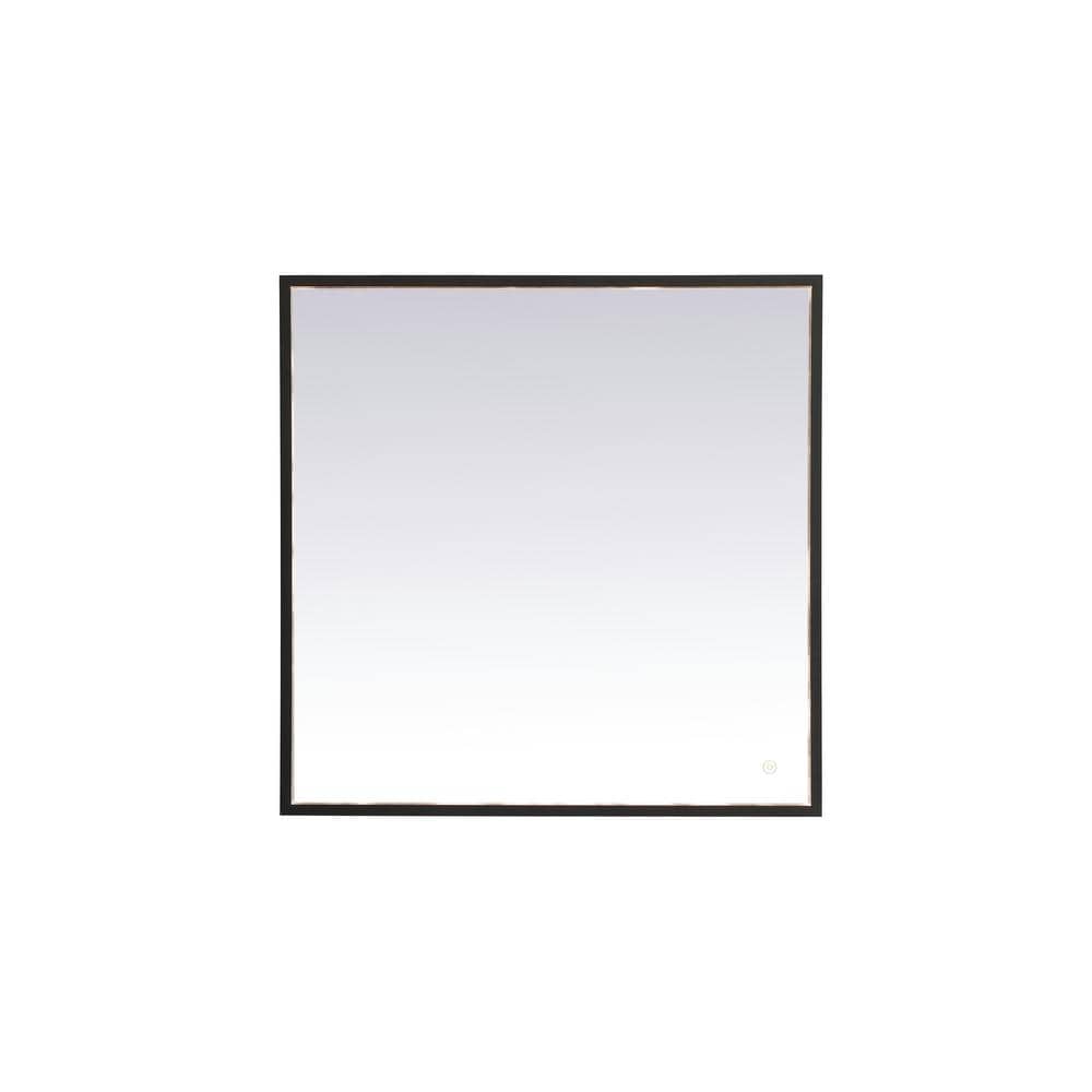 Timeless Home 30 in. W x 30 in. H Aluminum Black LED Mirror