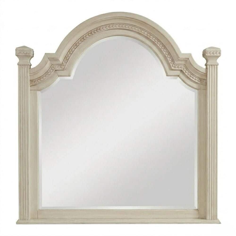 Lavinia Antique White 49.25 in. W x 43.25 in. H Classic Arch Solid Wood Framed Mirror price history on PriceWatchPro