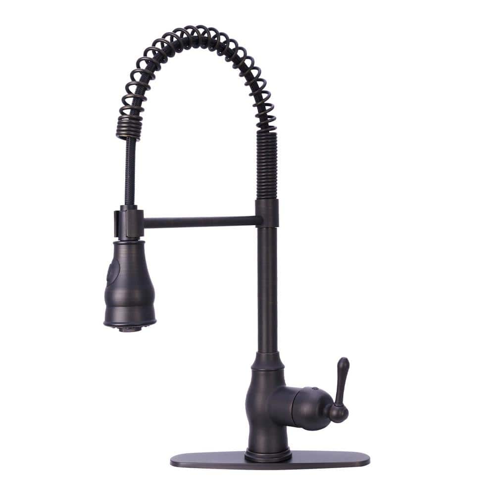 Single Handle Pre-Rinse Spring Pull-Down Sprayer Kitchen Faucet in Oil Rubb